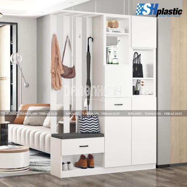 TỦ GIÀY NHỰA THÔNG MINH LIỀN VÁCH NGĂN VÀ GHẾ SHPLASTIC TG29