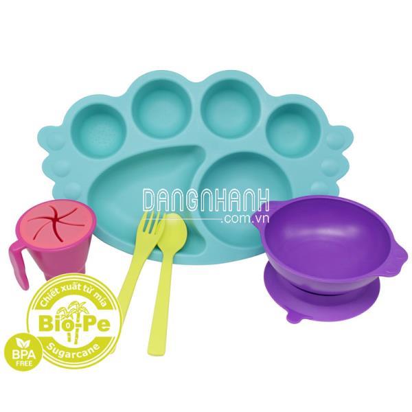 Set khay ăn dặm thiên thần 7 món UINLUI - Xanh dương (4~7 tuổi) sản xuất từ cây mía