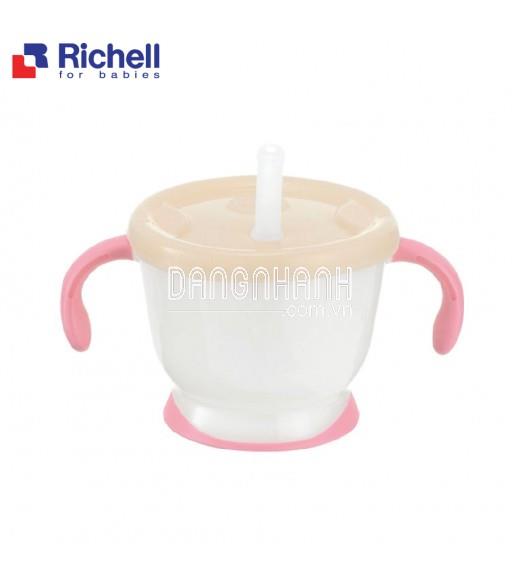 Cốc tập uống Richell 3 giai đoạn tay hồng