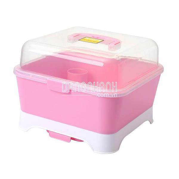 Hộp phơi bình sữa kèm giá treo Royalcare (Màu hồng)