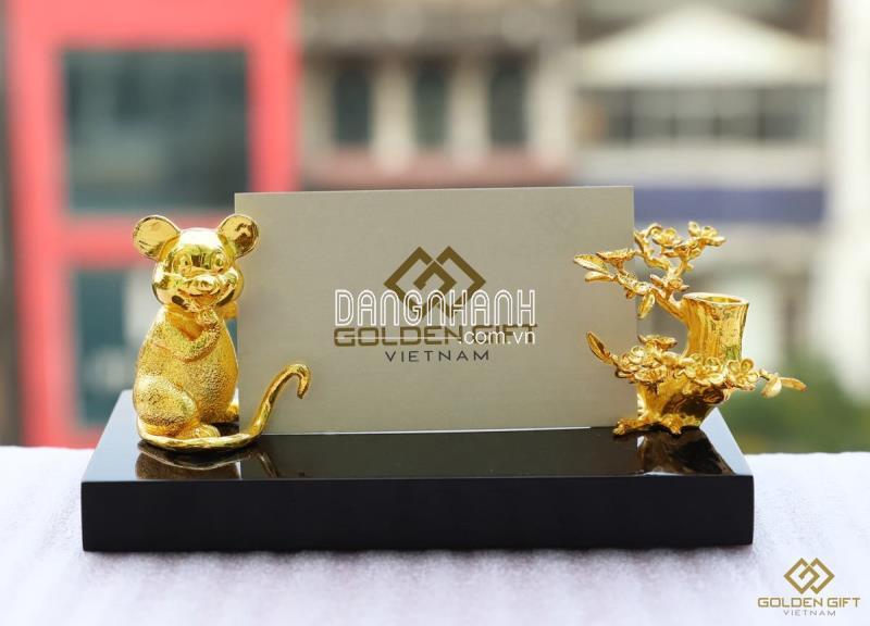 GIÁ ĐỠ DANH THIẾP HÌNH CHUỘT MẠ VÀNG - GDHC