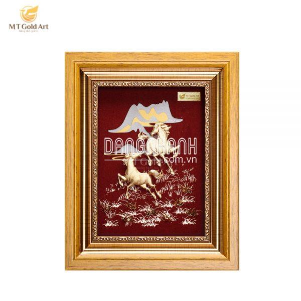Tranh đôi ngựa dát vàng (20x25cm)