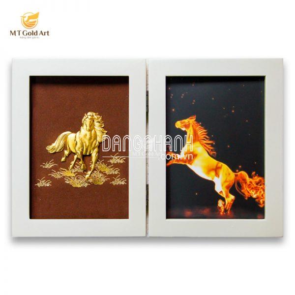 Khung ảnh ngựa mã đáo thành công mạ vàng (15x20cm)