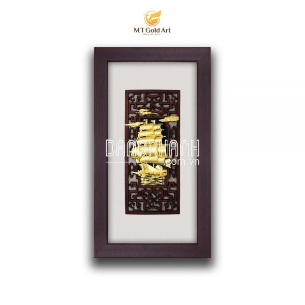 Tranh thuyền thuận buồm xuôi gió dát vàng (39x69cm)