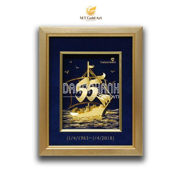 Tranh thuyền thuận buồm xuôi gió VCB dát vàng (25x32cm)