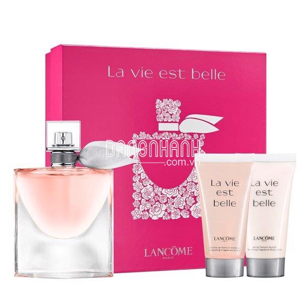 Bộ quà tặng nước hoa nữ lancome lavie est belle edp 50ml (nước hoa 50ml, sữa tắm 50ml, lotion 50ml)