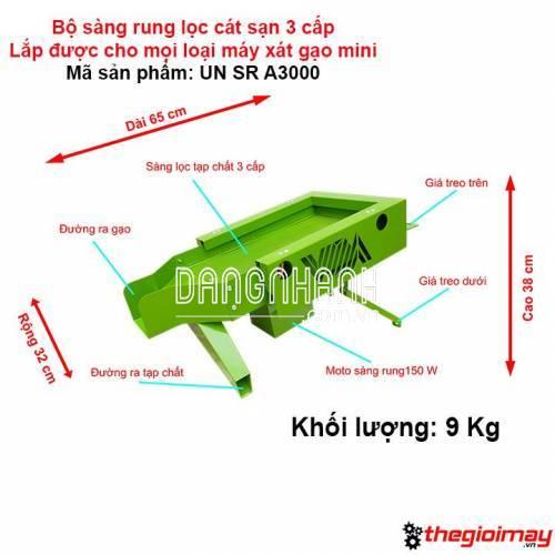 Bộ sàng rung lọc cát sạn 3 cấp lắp cho các loại máy xay xát lúa gạo mini gia đình