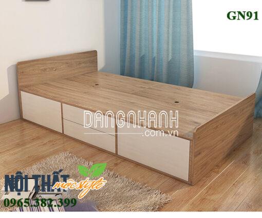 Giường ngủ 1m2 GN91 tích hợp ngăn kéo thời thượng.