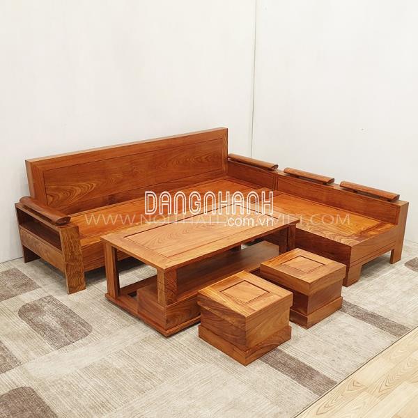 Sofa Phòng Khách Góc L Gỗ Hương Hiện Đại Vàng Đẹp Giá Rẻ