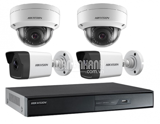 HIK-IP-L04. Bộ 4 camera IP và đầu ghi hình, Full HD.