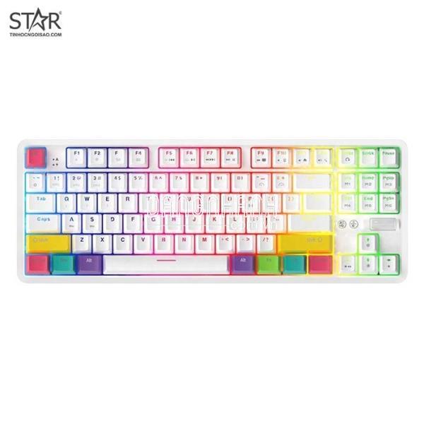 Bàn Phím Cơ Ajazz K870T RGB Gaming Bluetooth White Red Switch TKL (Trắng)