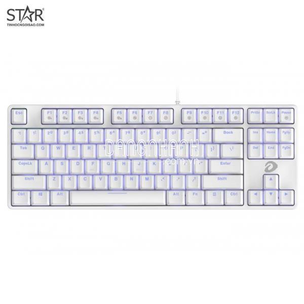 Bàn Phím Cơ Dare-U EK87 White Ice Blue Gaming Brown Switch TKL (Trắng)