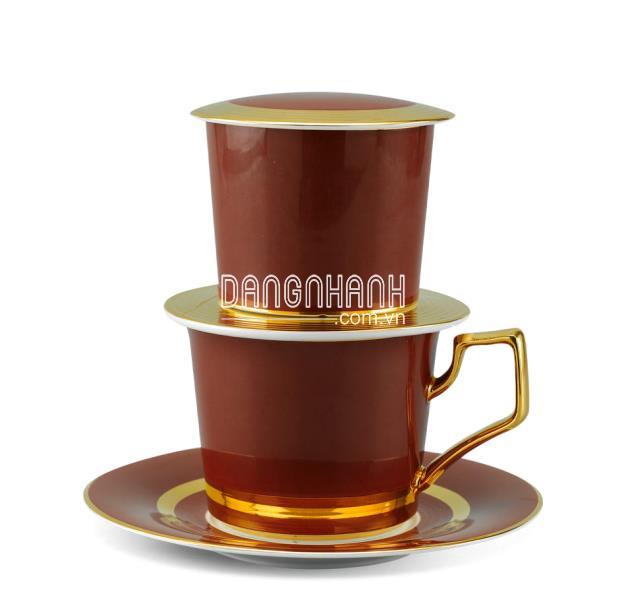 PHIN CÀ PHÊ SỨ CAO CẤP CAMELIA DÁT VÀNG QUÀ TẶNG TÂN GIA
