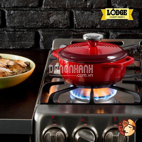 Nồi gang phủ gốm Lodge EC1D43 màu đỏ 1.5 lít