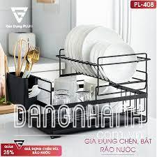 Kệ Úp Chén Đĩa Ráo Nước Hai Tầng Thông Minh | Khung Thép Chắc Chắn |
