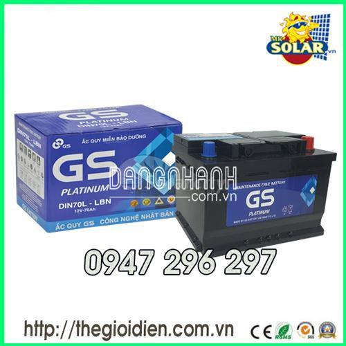 Ắc quy ô tô GS khô 12v-70Ah (DIN70L) cọc thụt