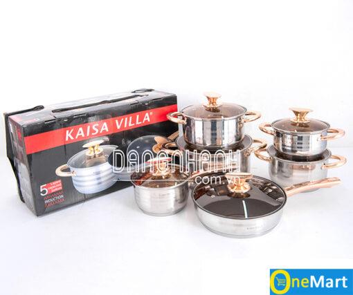 Bộ nồi inox 5 đáy 6 chiếc Kaisa Villa 12 chi tiết