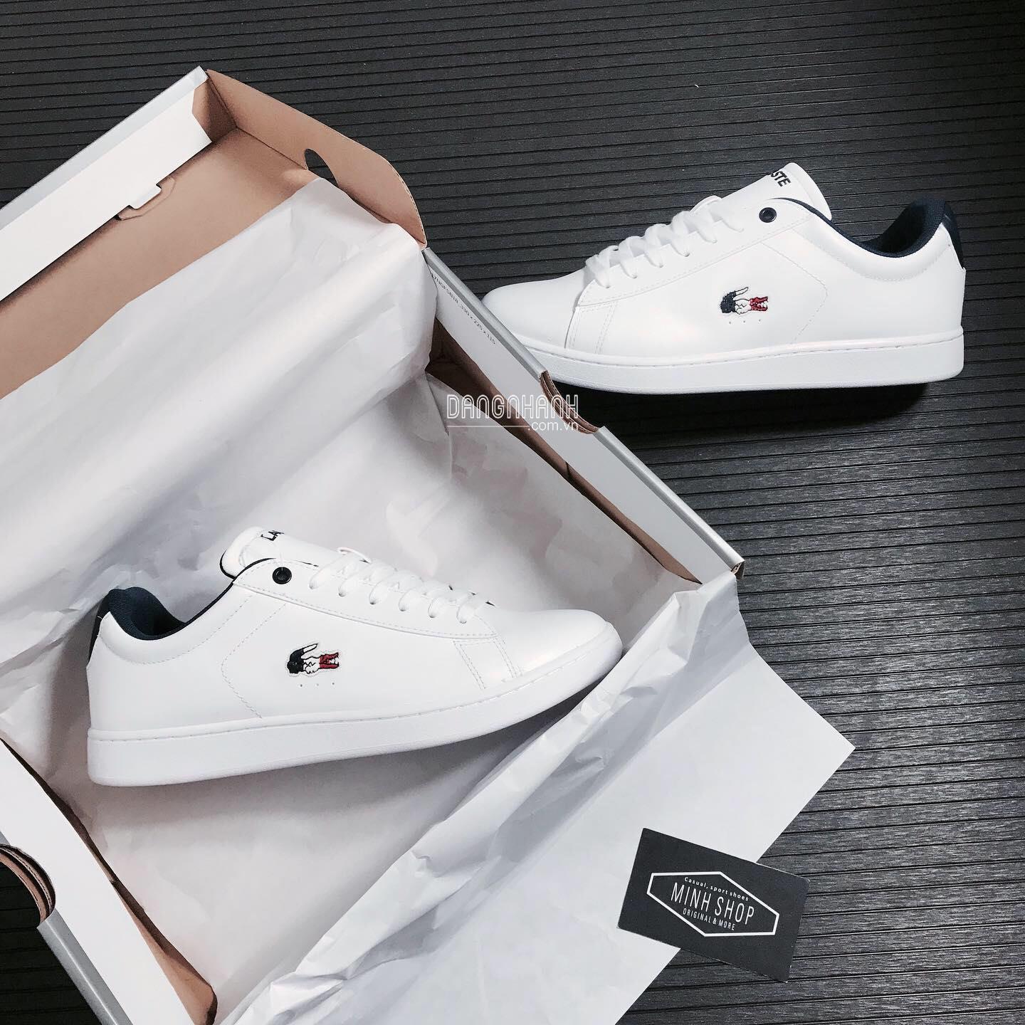 HÀNG CHÍNH HÃNG LACOSTE CARNABY EVO WHITE/NAVY 2021** [7-37SMA0013407]