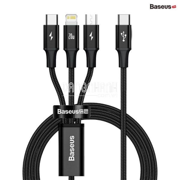 Cáp sạc 3 đầu Baseus Rapid Series 3-in-1 PD 20W (Type C to Type C / Lightning/ Micro USB, Fast Charging & Data Cable )