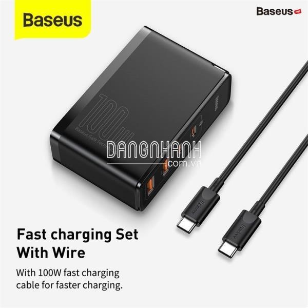 Bộ sạc nhanh Baseus GaN2 Pro Quick Charger 4 Ports (100W, Type C*2 & USB*2, PD/ QC3.0/ QC4+/ PPS/ SCP/ FCP/ AFC/ Apple 2.4/ BC1.2, Multi Quick charge protocol support)