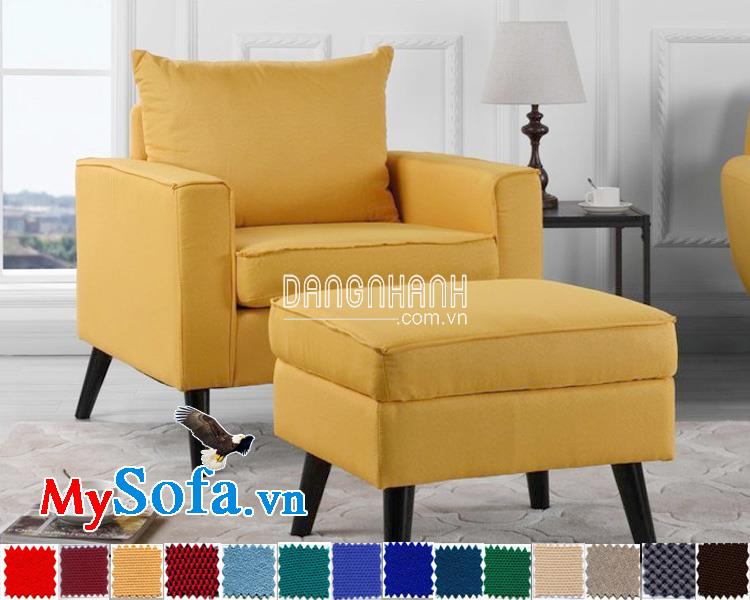 Mẫu ghế sofa đơn chất nỉ với chân gỗ cao MyS-1910811