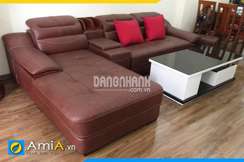 Bộ ghế sofa da đẹp, sang trọng có hộc gỗ AmiA SFD127B