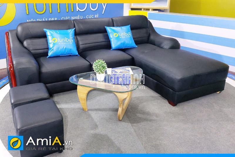 Mẫu ghế sofa da tay ốp gỗ sang trọng AmiA SFD180601