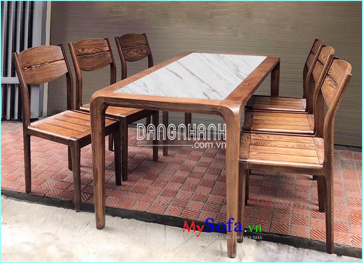 Bàn ghế ăn gia đình 6 ghế, mặt đá sang trọng AmiA BA039