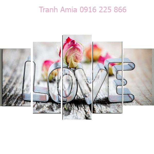 Tranh hoa hồng chữ love Amia 981