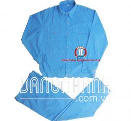 Quần áo bảo hộ si cotton mầu xanh dương + xanh hòa bình