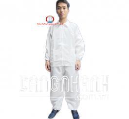 Quần áo vải tĩnh điện Vinilon trắng kẻ TQ ( bộ rời hàng nhập )