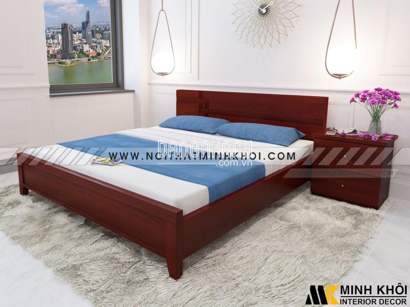 Giường Ngủ Đẹp Màu Nâu Cánh Gián Gỗ MDF-GN901