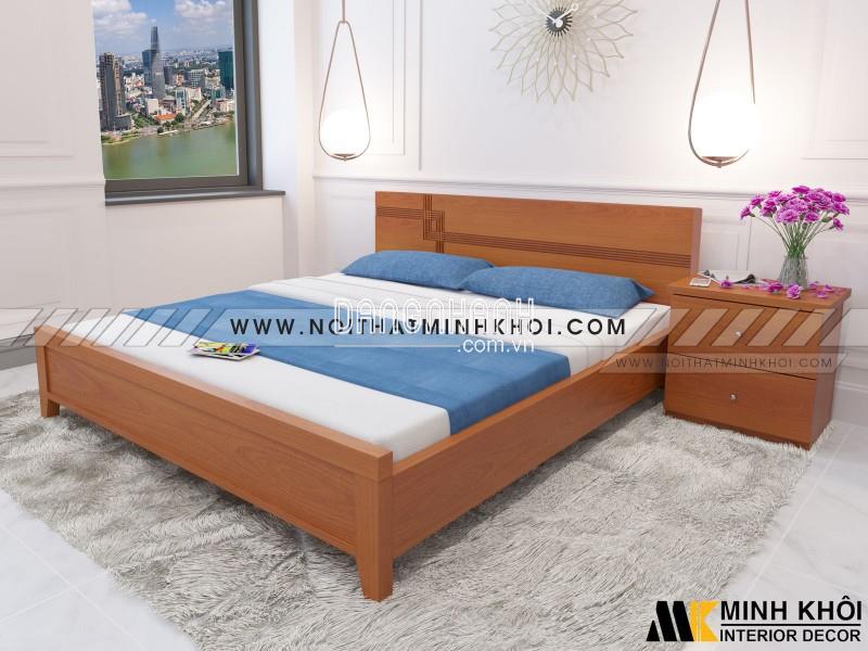 Giường Ngủ Hiện Đại Màu Gỗ Xoan Đào Chất Liệu MDF-GN902