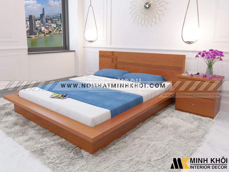 Giường Ngủ Kiểu Nhật Màu Gỗ Xoan Đào Chất Liệu MDF- GN904