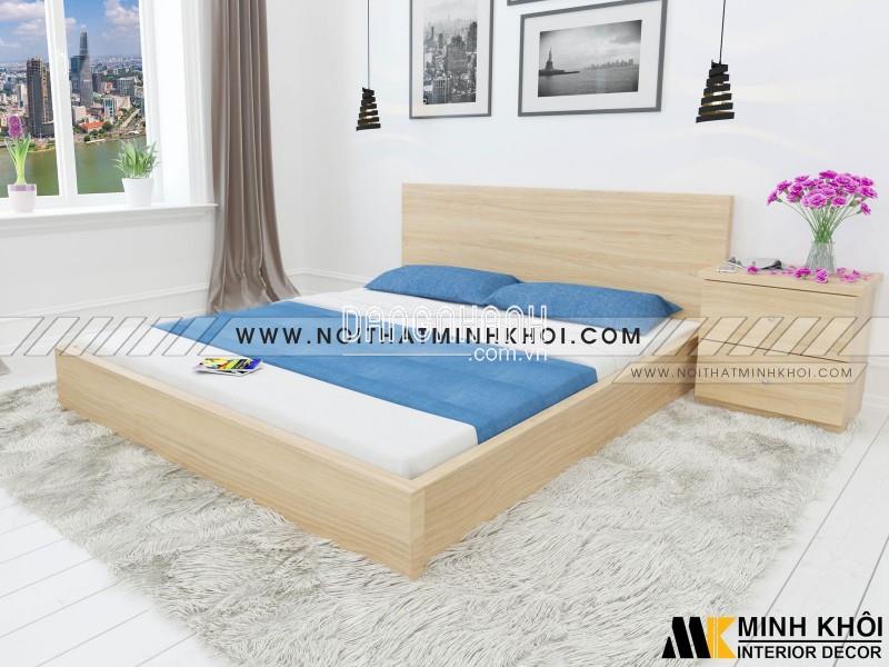 Giường Ngủ Đẹp Màu Gỗ Sồi Chất Liệu MFC - GN906