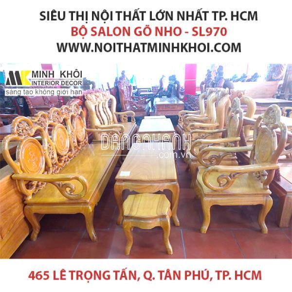 Bộ Salon Gõ Nho Mặt Liền – SL970