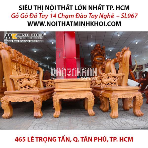 Gỗ Gõ Đỏ Tay 14 Chạm Đào mặt 5cm Tay Nghê 6 Món – SL967