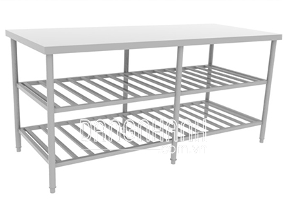 Bàn inox 3 tầng có kệ song