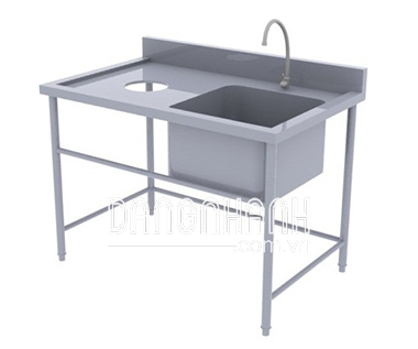 Chậu rửa 1 ô có lỗ xả rác