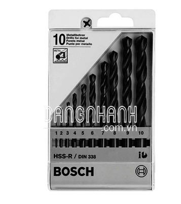 Bộ 10 mũi khoan sắt Bosch HSS-R DIN338