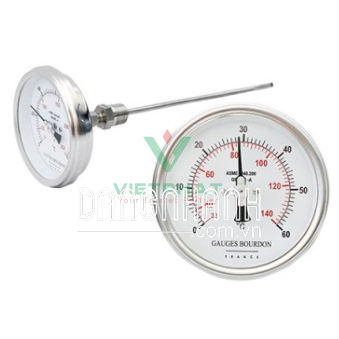 Đồng hồ đo nhiệt độ 100mm, vỏ inox, chân Inox sau