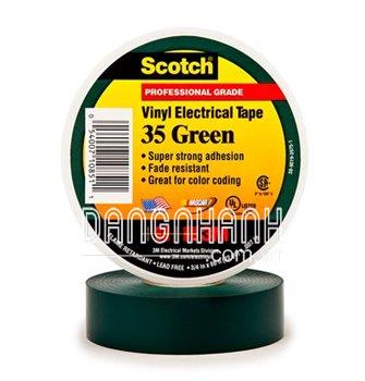 Băng keo điện màu Scotch®, màu xanh lá, 3/4 in x 66 ft