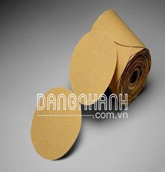 Cuộn nhám đĩa, qui cách 5" không lỗ màu vàng, độ hạt P180. Quy cách đóng gói 175 đĩa/cuộn; 6 cuộn/th