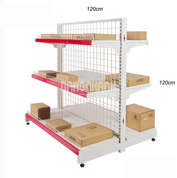 kệ siêu thị đôi lưng lưới 120cm x 120cm