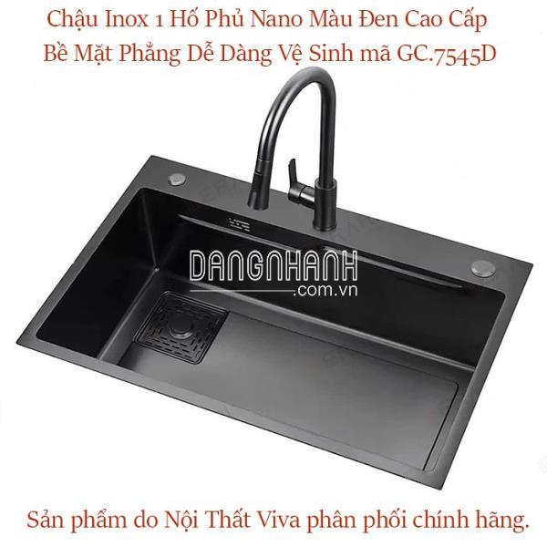 Chậu Inox 1 Hố Phủ Nano Màu Đen Cao Cấp Bề Mặt Phẳng Dễ Dàng Vệ Sinh