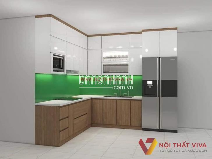 Tủ Bếp Cánh Acrylic Gỗ Mdf Màu Trắng Phối Vân Gỗ Giá Rẻ Đẹp