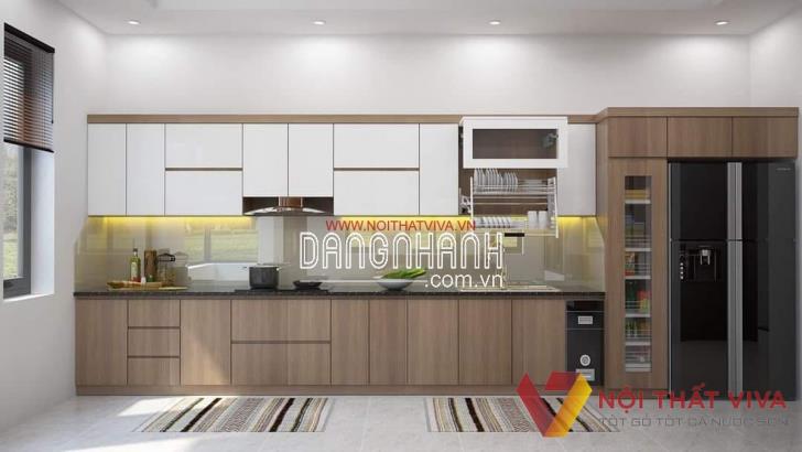 Mẫu Tủ Bếp Chữ I Dài 3m Gỗ Mdf Phủ Melamine Đẹp Giá Rẻ