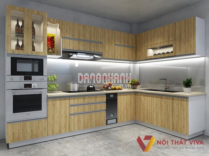 Tủ Bếp Mdf Phủ Melamine Màu Vàng Phối Trắng Đẹp Giá Rẻ