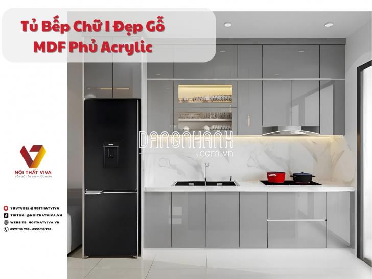 Tủ Bếp Chữ I Đẹp Gỗ Mdf Phủ Acrylic Sang Trọng