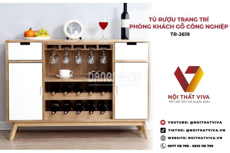 Mẫu Tủ Rượu Trang Trí Phòng Khách Gỗ Công Nghiệp MDF Melamine Nhỏ Gọn